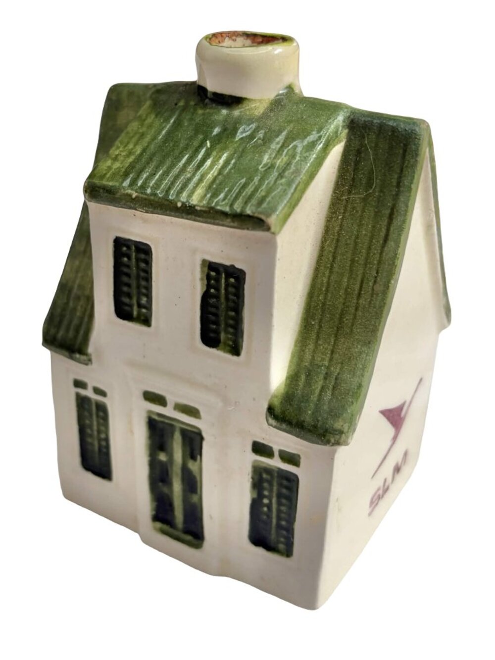 Vintage Surinam Airways SLM Ceramic House Bottle Black Cat Rum 1970s Miniature